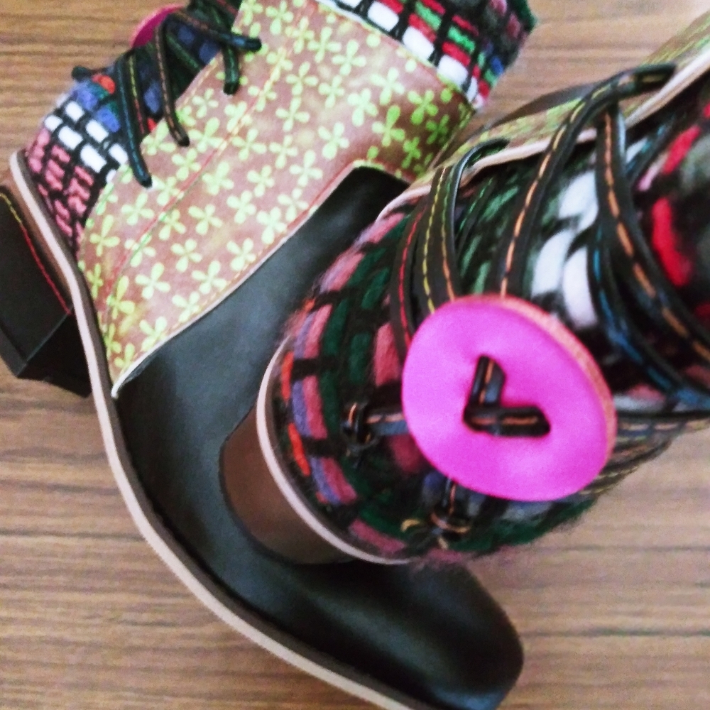 Multi pattern black ankle boot. - Picture 2 of 2